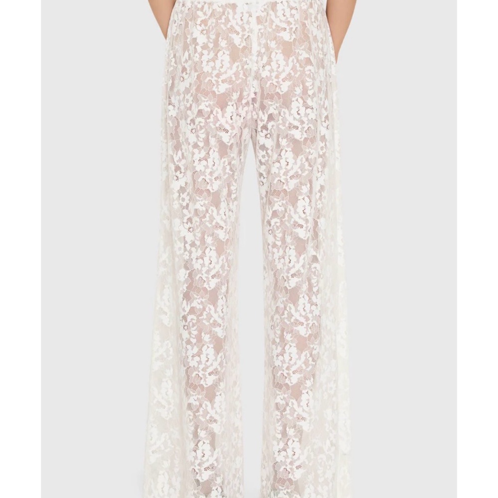 Amanda Uprichard White Lace Wide Leg Pants